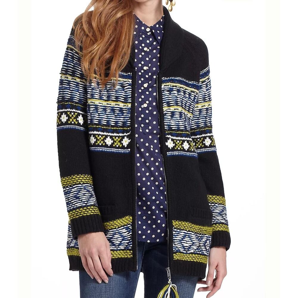 Anthropologie Sparrow Sweater Womens XS Full Zip Cardigan Wool Blend Boho Knit
